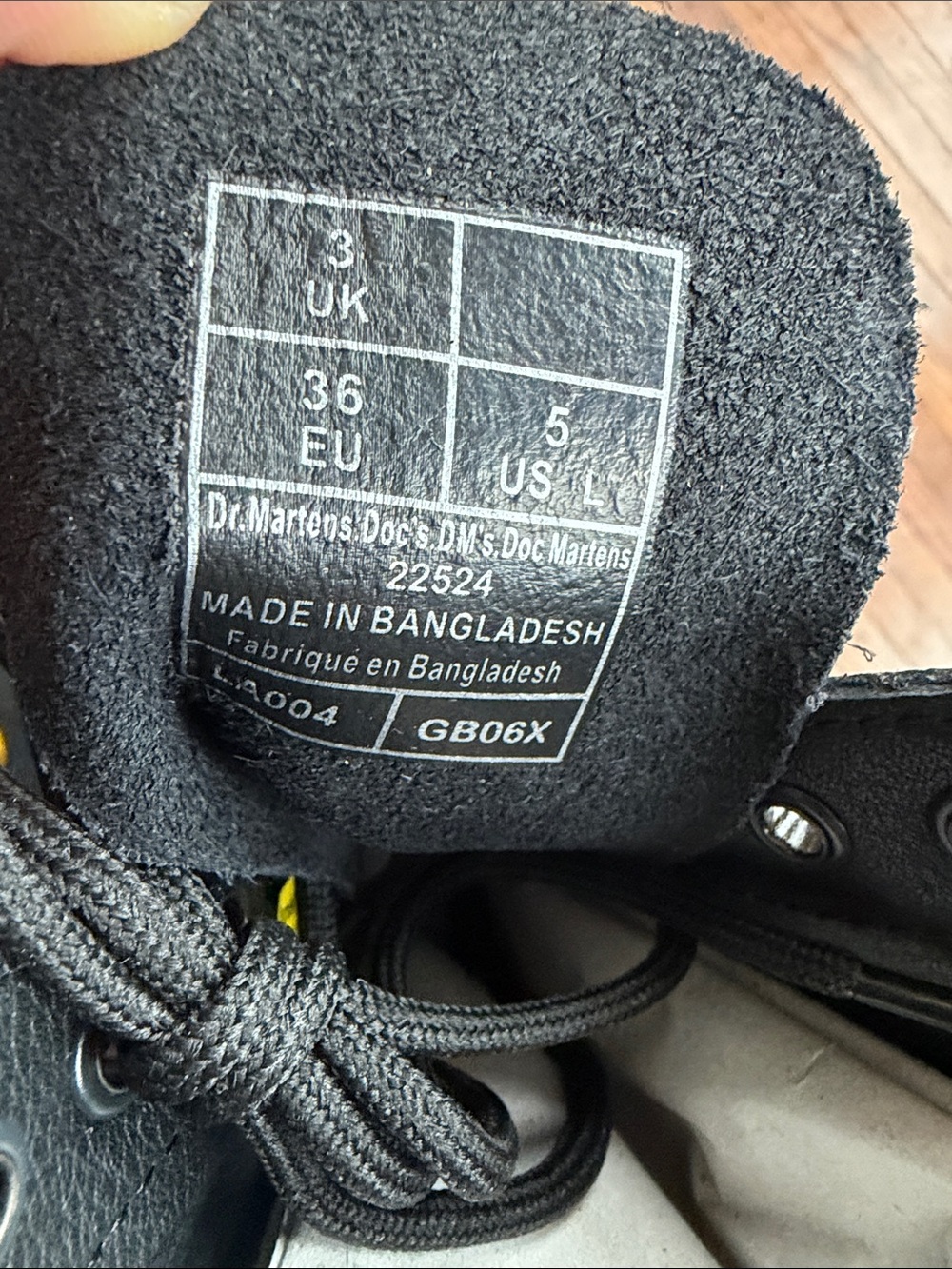 Dr. Martens Black Virginia Leather Lace-Up Boots with Yellow Stitching Accent - Picture 2 of 8